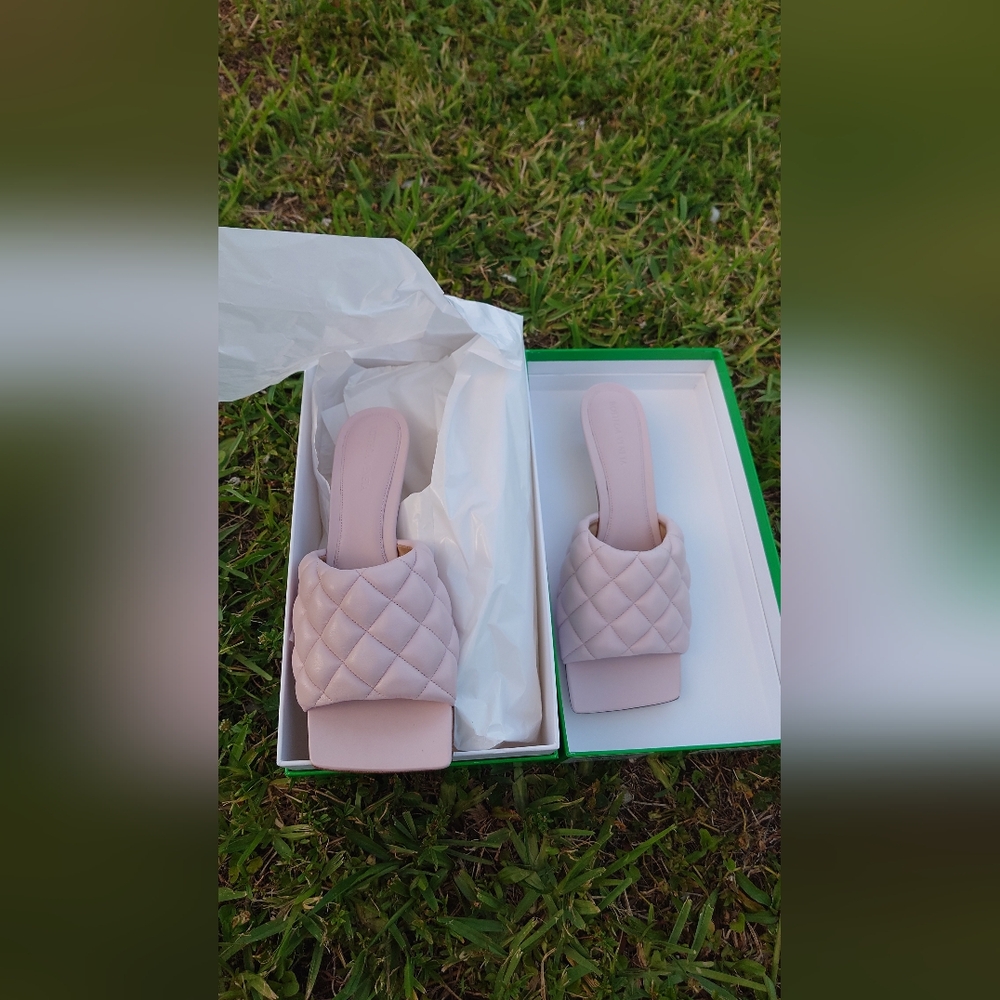 Bottega Veneta Light Pink Nappa Leather Padded Sandals